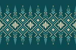 Indigo navy blue geometric traditional ethnic pattern Ikat seamless pattern border abstract design for fabric print cloth dress carpet curtains and sarong Aztec African Indian Indonesian vector