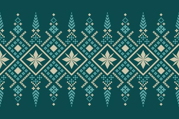 Indigo navy blue geometric traditional ethnic pattern Ikat seamless pattern border abstract design for fabric print cloth dress carpet curtains and sarong Aztec African Indian Indonesian