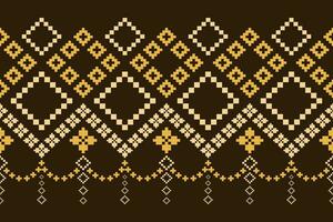 Nature vintages cross stitch traditional ethnic pattern paisley flower Ikat background abstract Aztec African Indonesian Indian seamless pattern for fabric print cloth dress carpet curtains and sarong vector