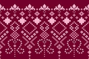 Pink Cross stitch colorful geometric traditional ethnic pattern Ikat seamless pattern border abstract design for fabric print cloth dress carpet curtains and sarong Aztec African Indian Indonesian vector