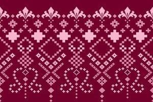 Pink Cross stitch colorful geometric traditional ethnic pattern Ikat seamless pattern border abstract design for fabric print cloth dress carpet curtains and sarong Aztec African Indian Indonesian vector