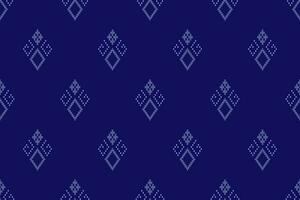 Indigo navy blue geometric traditional ethnic pattern Ikat seamless pattern border abstract design for fabric print cloth dress carpet curtains and sarong Aztec African Indian Indonesian vector