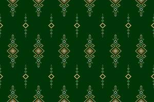 Green Cross stitch colorful geometric traditional ethnic pattern Ikat seamless pattern border abstract design for fabric print cloth dress carpet curtains and sarong Aztec African Indian Indonesian vector