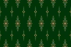 Green Cross stitch colorful geometric traditional ethnic pattern Ikat seamless pattern border abstract design for fabric print cloth dress carpet curtains and sarong Aztec African Indian Indonesian vector