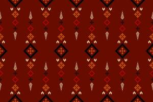 Red traditional ethnic pattern paisley flower Ikat background abstract Aztec African Indonesian Indian seamless pattern for fabric print cloth dress carpet curtains and sarong vector