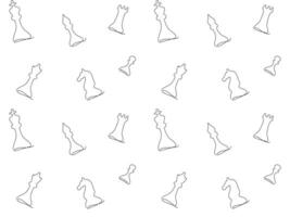 Black and white seamless doodle pattern from chess . continuous one line art hand drawing sketch vector