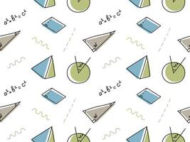 seamless doodle pattern with geometry, school,college,math vector