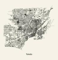 vector ciudad la carretera mapa de Toledo, Ohio, Estados Unidos