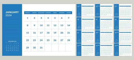 Calendar for 2024 start from monday vector