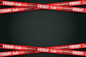 Red ribbons for black friday sale on black background. Crossed ribbons. Big sale. vector