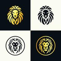 Golden lion logo minimalist icon symbol of goldenblack royal lion vector