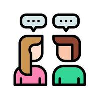 Communication icons in various shapes in flat, line, colored styles. vector