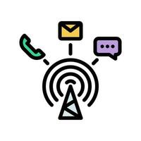 Communication icons in various shapes in flat, line, colored styles. vector