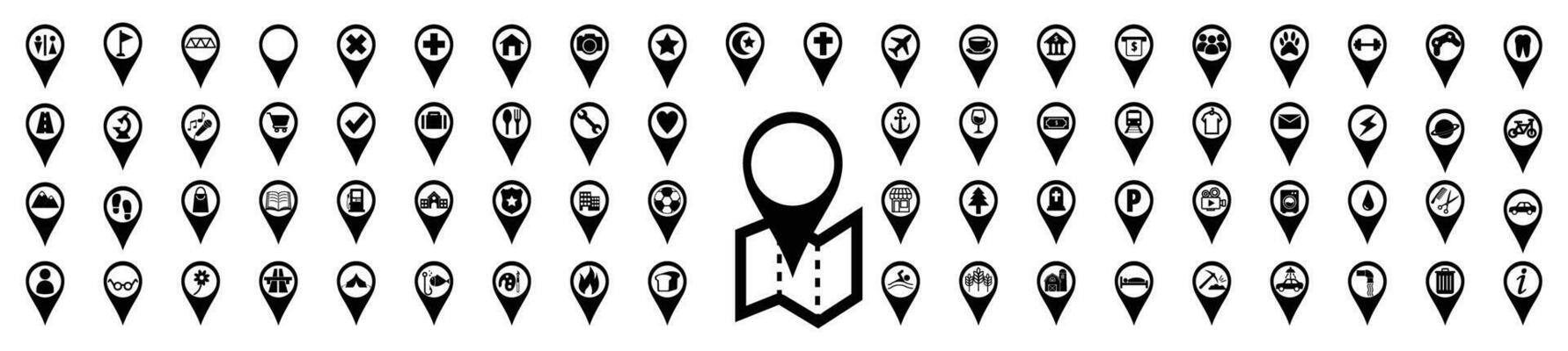 location pin map sign, location mark icon pack, 50 set