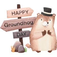 Red Groundhog And road signs clipart, baby groundhog element, groundhog drawing, png