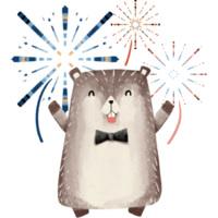 marmota e fogos de artifício clipart, bebê marmota elemento, marmota desenho, png