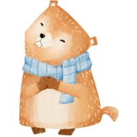 Orange groundhog clipart, baby groundhog element, groundhog drawing png