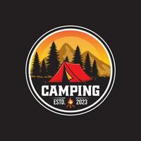 Camping Outdoor Adventure Template. Tent Camp Vector illustration.