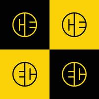 Simple CE and EC Letter Circle Logo Set, suitable for business with CE or EC initial vector