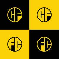 Simple CF and FC Letter Circle Logo Set, suitable for business with CF or FC initial vector