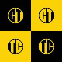 Simple CT and TC Letter Circle Logo Set, suitable for business with CT or TC initial vector