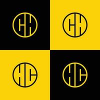 Simple CH and HC Letter Circle Logo Set, suitable for business with CH or HC initial vector