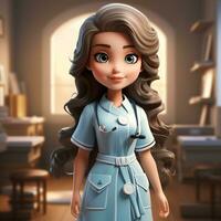 AI generated 3d cartoon of a nurse photo