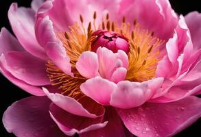 AI generated A close-up of a pink peony photo