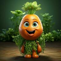 AI generated 3d cartoon vegetable carrot photo