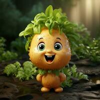 ai generado 3d dibujos animados vegetal Zanahoria foto