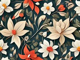 AI generated Floral seamless pattern background photo