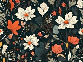 AI generated Floral seamless pattern background photo