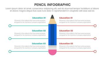pencil education infographic 3 point stage template with comparison data with connected line for slide presentation vector