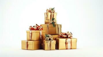 AI generated Christmas Gifts Isolated on the White Background photo