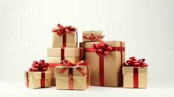 AI generated Christmas Gifts Isolated on the White Background photo