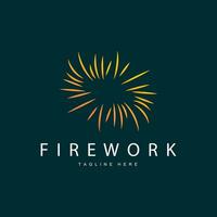 Firework Logo, Simple Line Model Design New Year Celebration Day Illustration, Template Vector