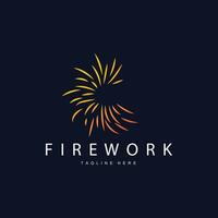 Firework Logo, Simple Line Model Design New Year Celebration Day Illustration, Template Vector