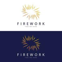 Firework Logo, Simple Line Model Design New Year Celebration Day Illustration, Template Vector