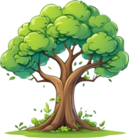ai genererad ett animerad träd med grön löv och gräs png