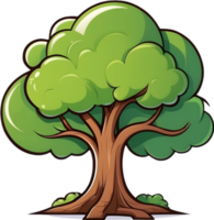 ai generato un animato albero con verde le foglie e erba png