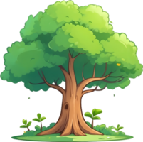 AI generated an animated tree with green leaves and grass png