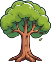 ai generato un animato albero con verde le foglie e erba png