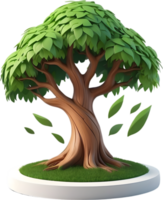 AI generated an animated tree with green leaves and grass png