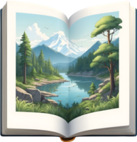 AI generated open book with plant and tree clipart png