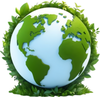 AI generated earth globe with trees and transparent background png