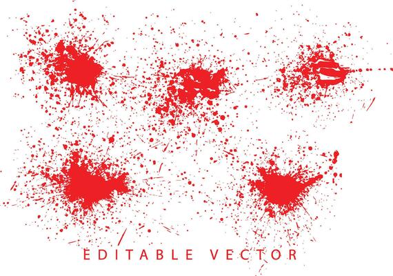 Set of red blood ink texture vector
