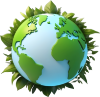 AI generated earth globe with trees and transparent background png