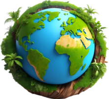 AI generated earth globe with trees and transparent background png