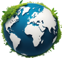 AI generated earth globe with trees and transparent background png