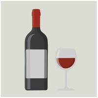 Vector a glass and a bottle of wine illustration